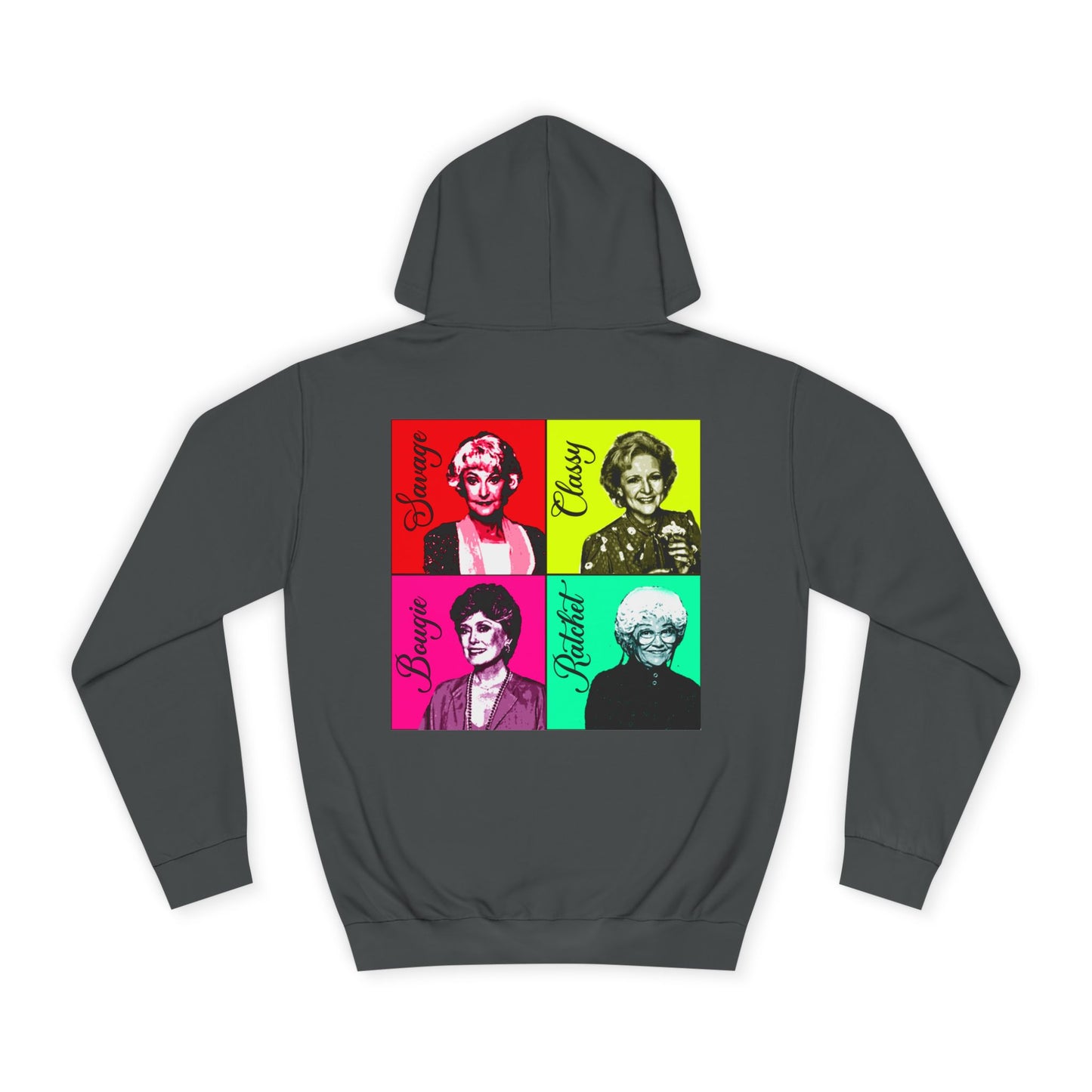 Bold & Fun Golden Girls-Inspired Pop Art "Get Golden" Unisex College Hoodie, Retro Design, Cozy Everyday Wear