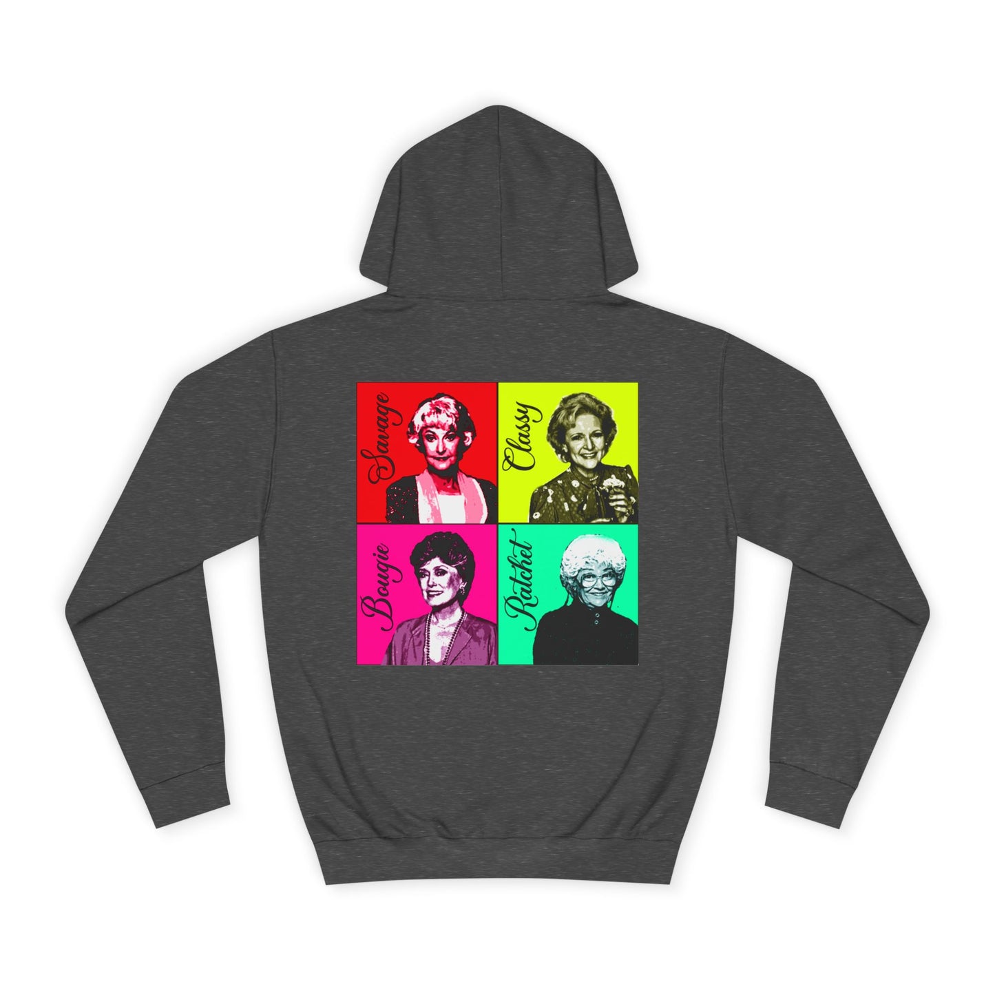 Bold & Fun Golden Girls-Inspired Pop Art "Get Golden" Unisex College Hoodie, Retro Design, Cozy Everyday Wear