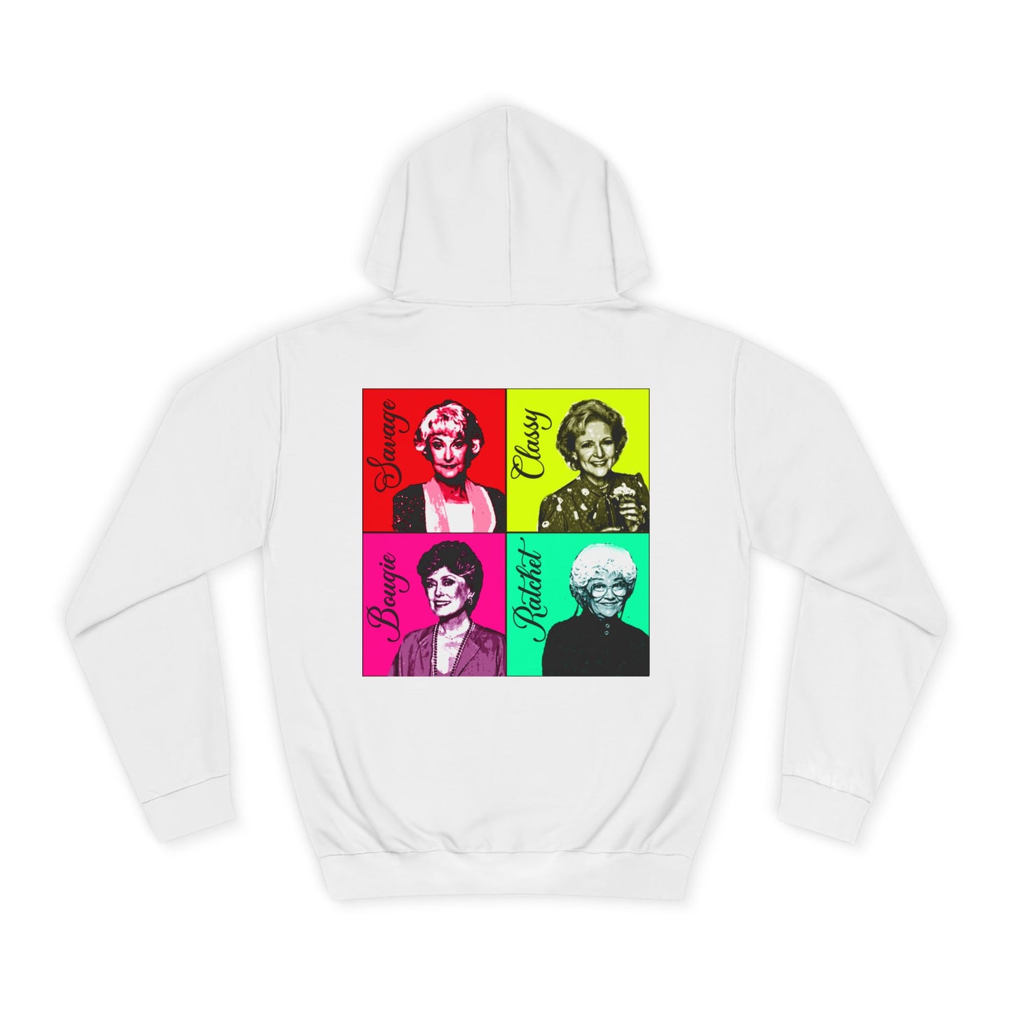 Bold & Fun Golden Girls-Inspired Pop Art "Get Golden" Unisex College Hoodie, Retro Design, Cozy Everyday Wear