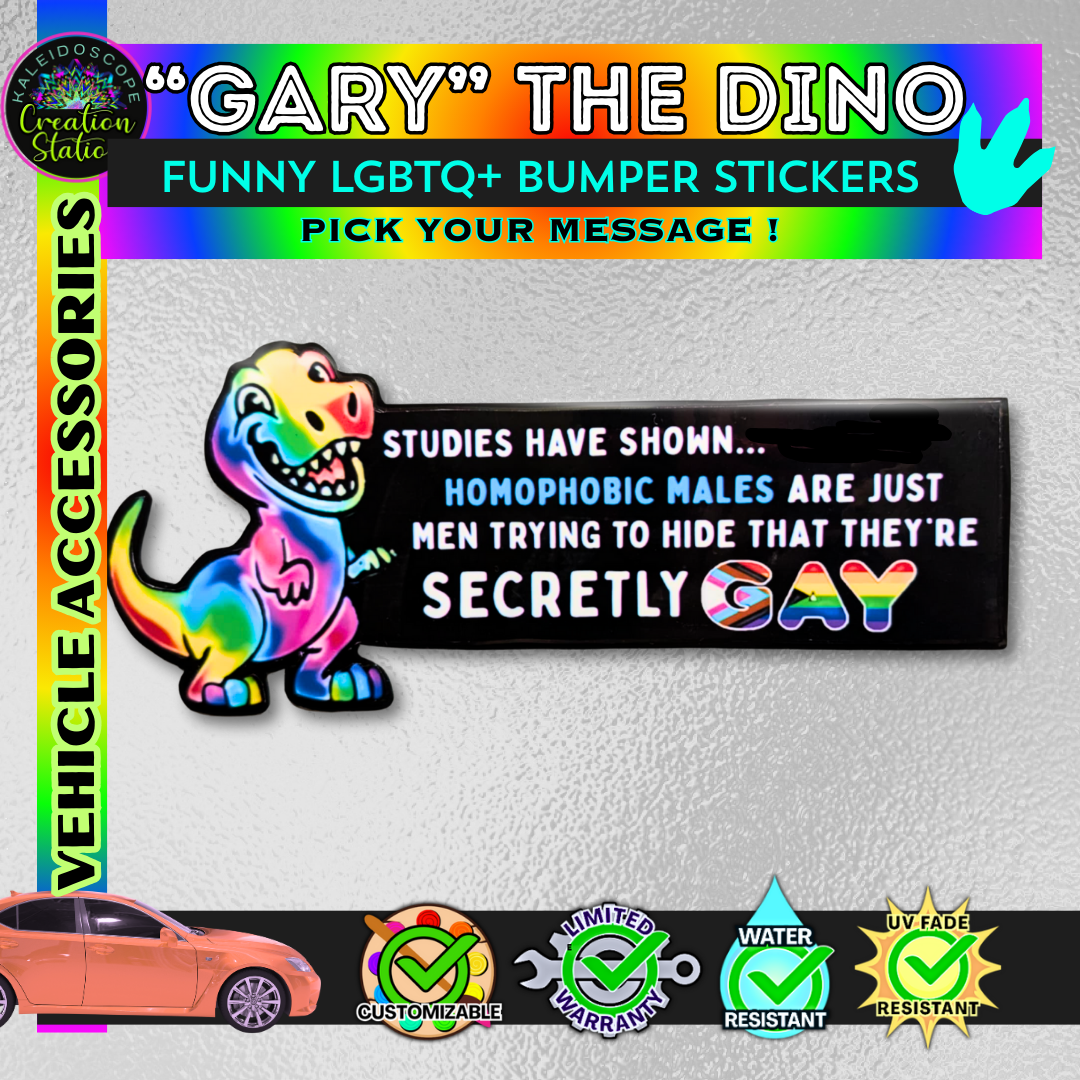 Gary the Dino "Petty and Prideful" LGBTQ Bumper Sticker -or-magnet