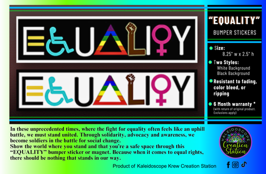 The Original Equality Bumper Sticker -or- Magnet