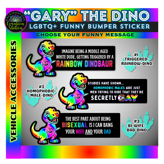 Gary the Dino "Petty and Prideful" LGBTQ Bumper Sticker -or-magnet