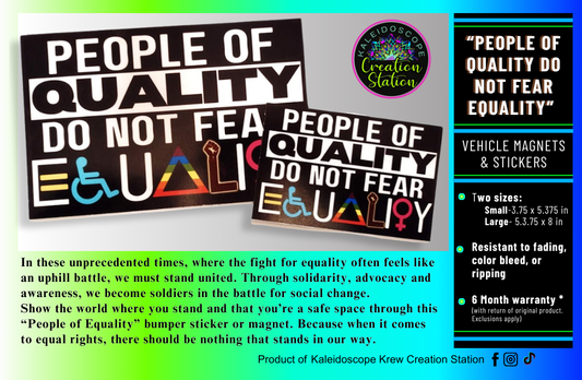 "People of Equality" Bumper Sticker -or-Vehicle Magnet